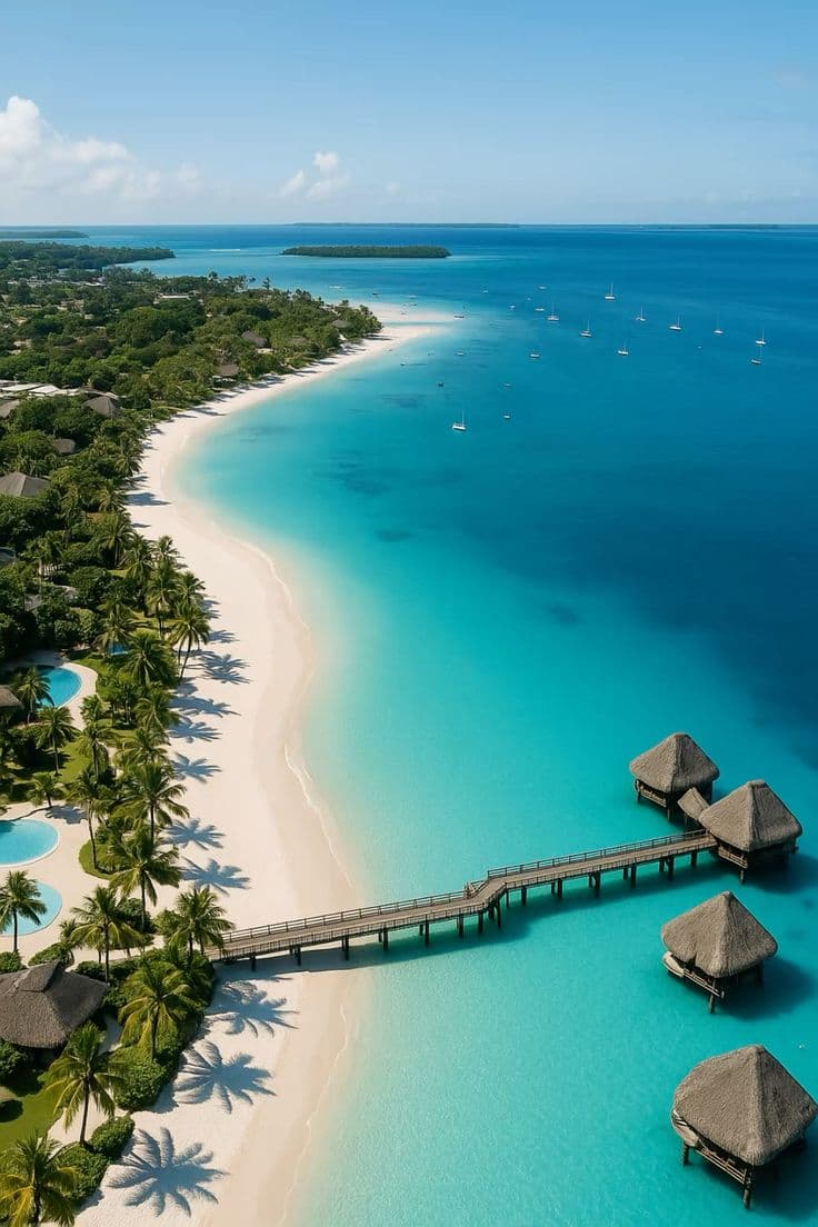 Pristine beaches of Zanzibar with turquoise waters