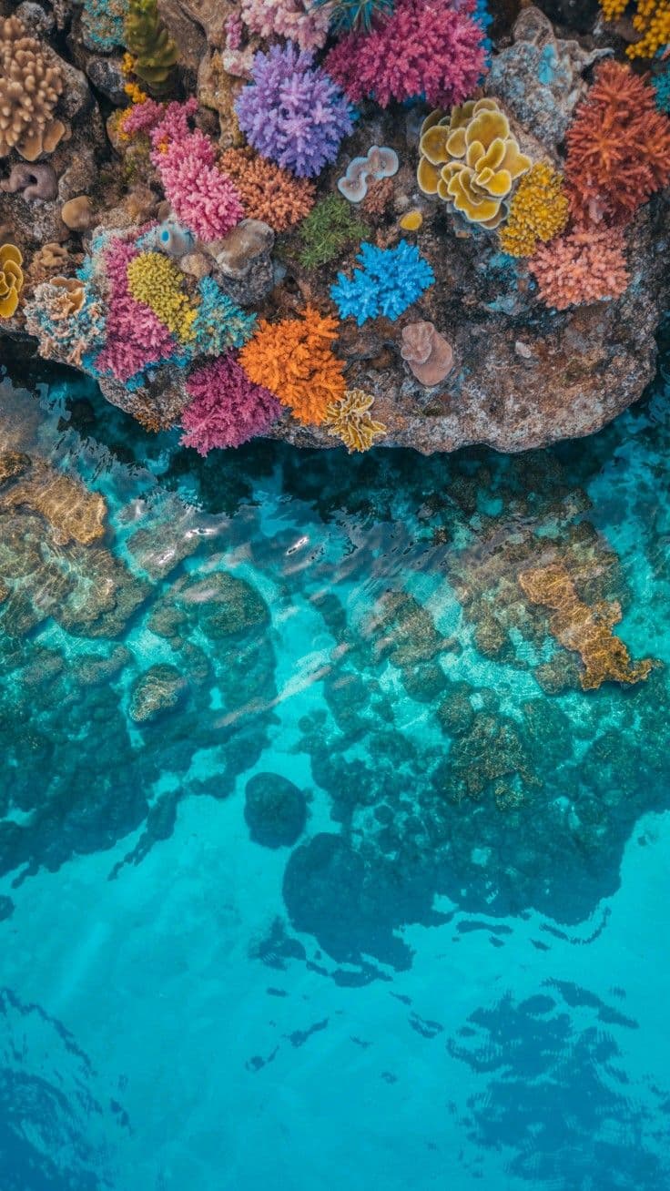 Shallow reef flats at low tide